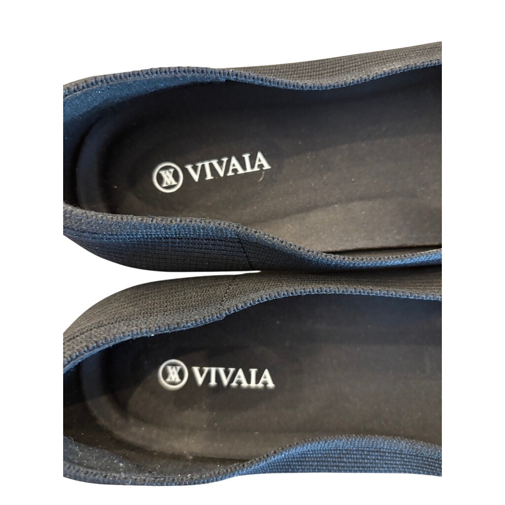 VIVAIA 40.5 10.5 Margot Square-Toe Black Ribbed Knit Ballet Flats Shoes NWOB