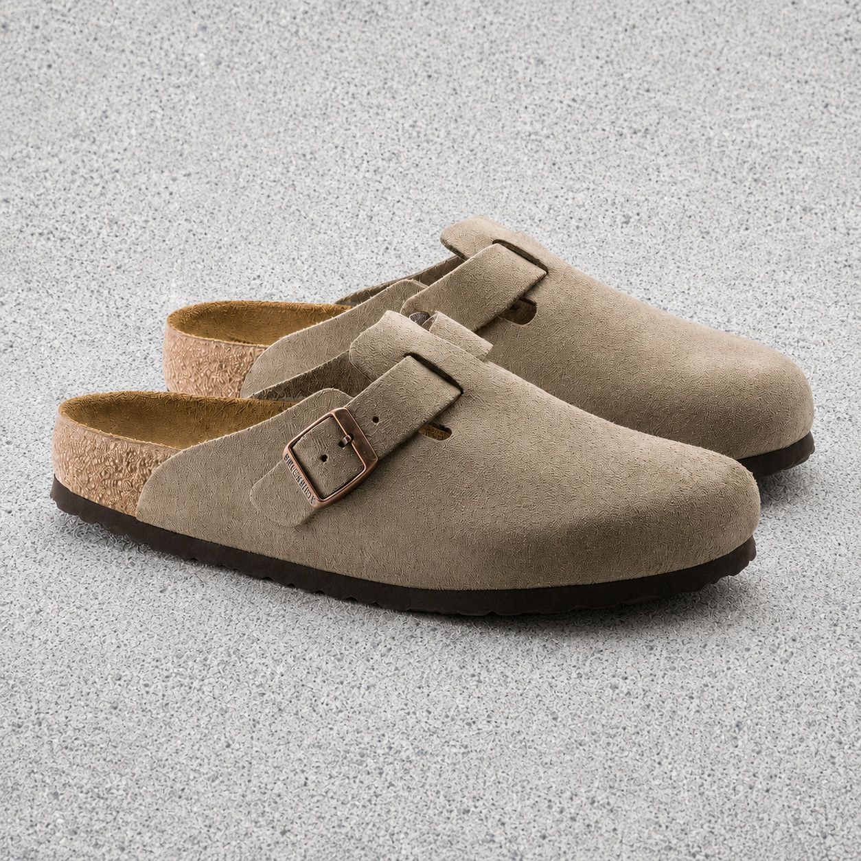 Birkenstock Boston Soft Footbed Suede Taupe Clogs Unisex EU 37-45 Regular/Narrow