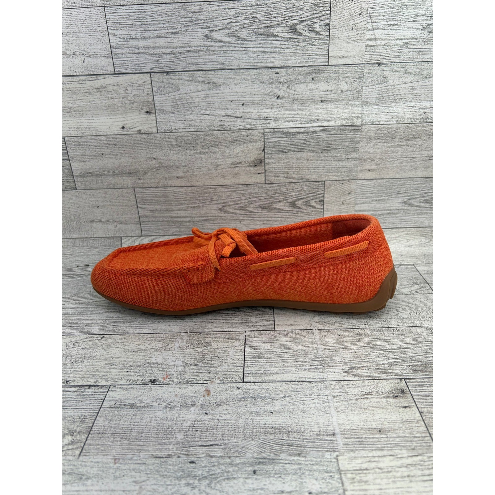 Vivaia Orange Knit Square Toe Loafers Women EU 38.5 US 7.5 Driving Mocs Bow