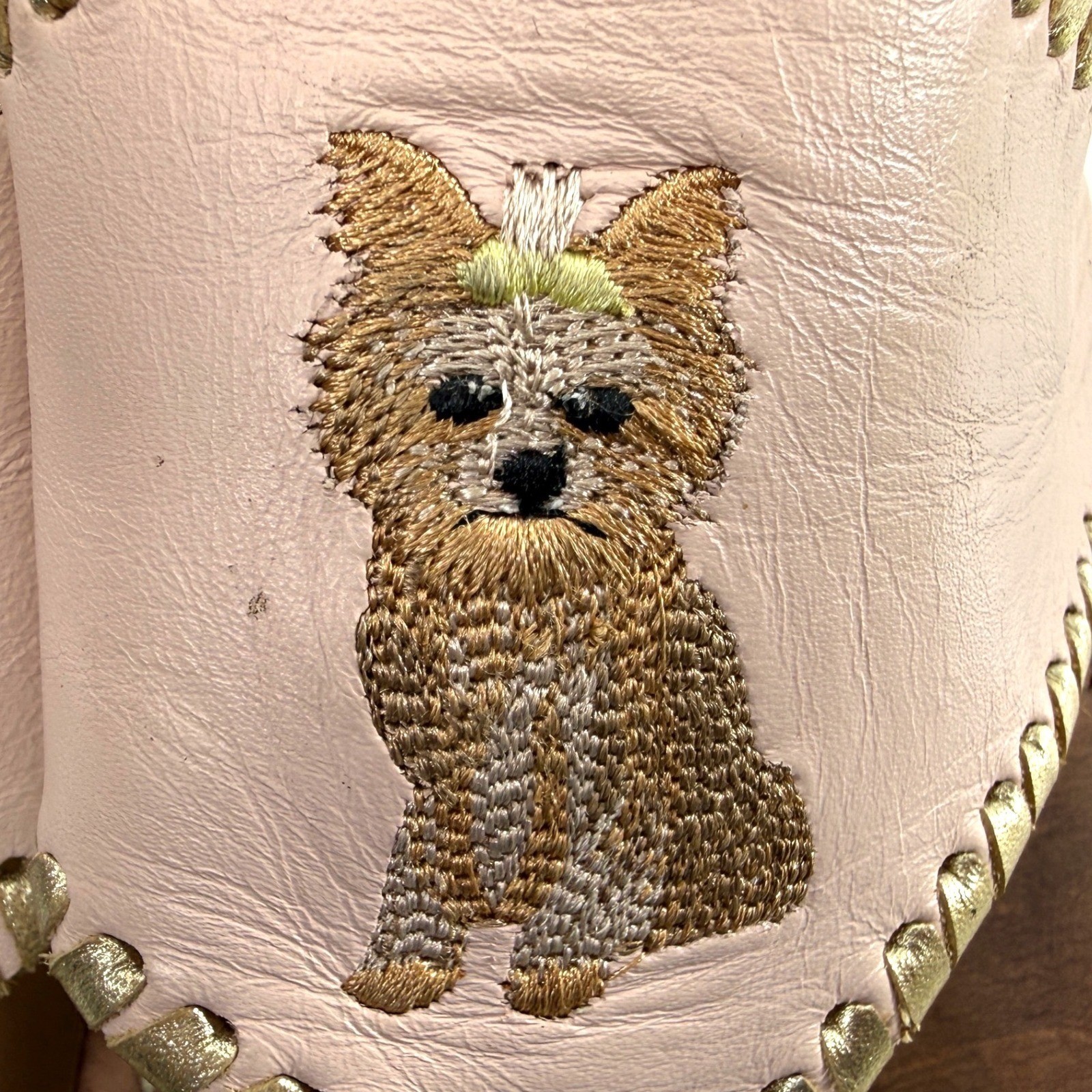 Jack Rogers Yorkshire Terrier Yorkie Dog Leather Flat Thong Sandals Women 10M