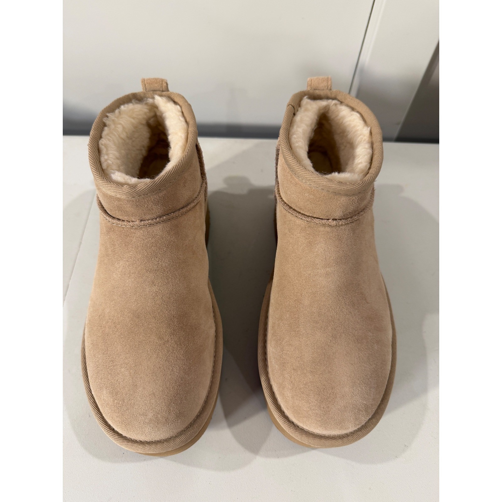 UGG Classic Ultra Mini Platform Boot Driftwood Suede Tan 1135092 Womens 7