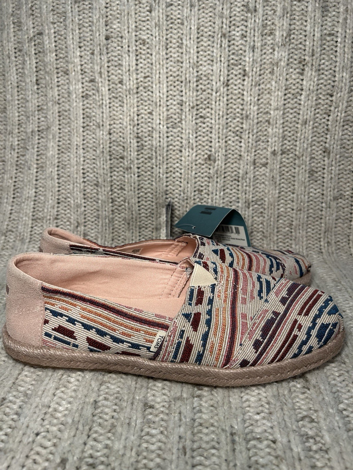 TOMS Women’s Alpargata Rope Slip On Shoes Natural Multi Global Woven Size 8 RARE