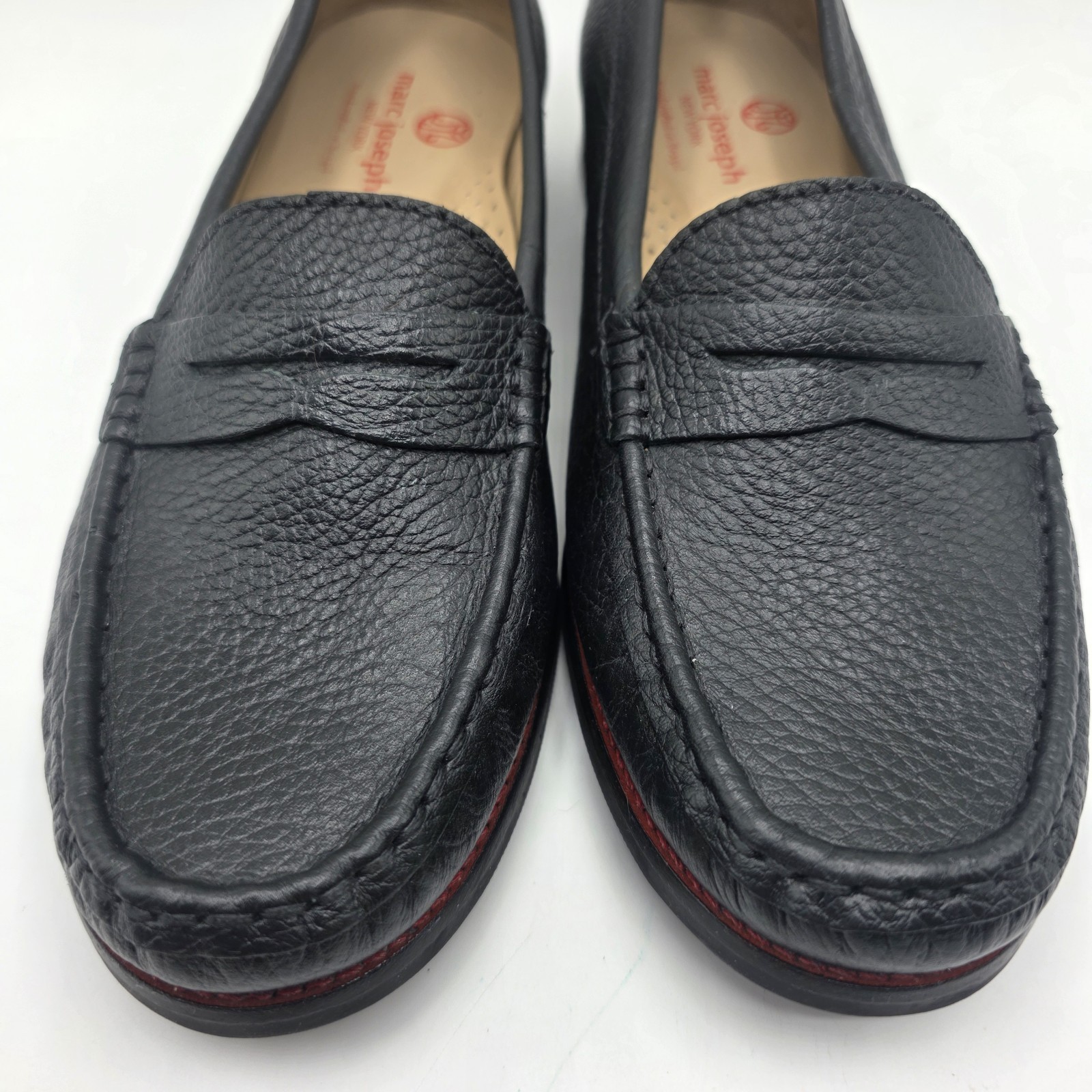 Marc Joseph Penny Loafers 8 East Village Black Pebbled Leather Heritage Workwear
