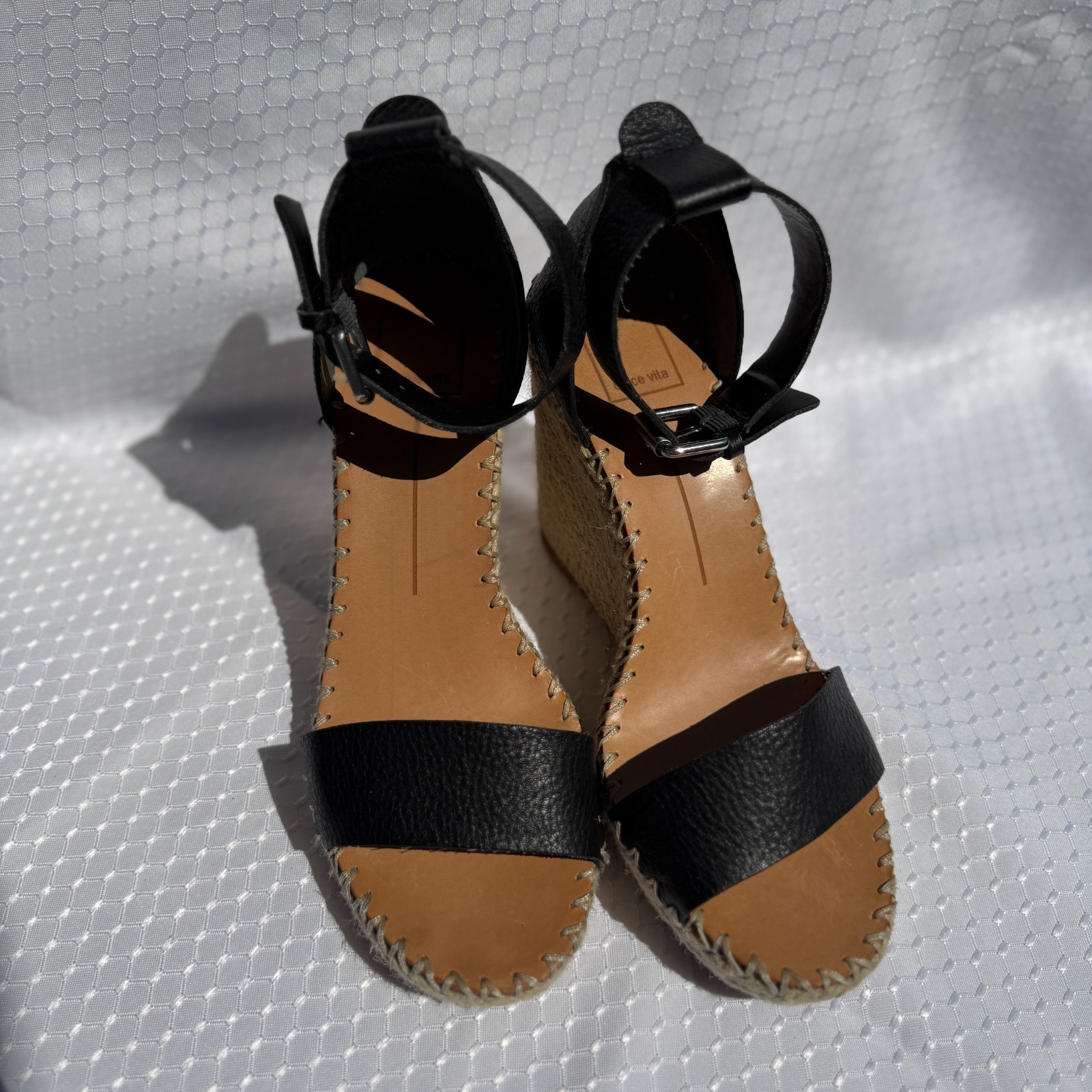 Dolce Vita Noor Black Espadrille Wedges Sandals – Size 8.5