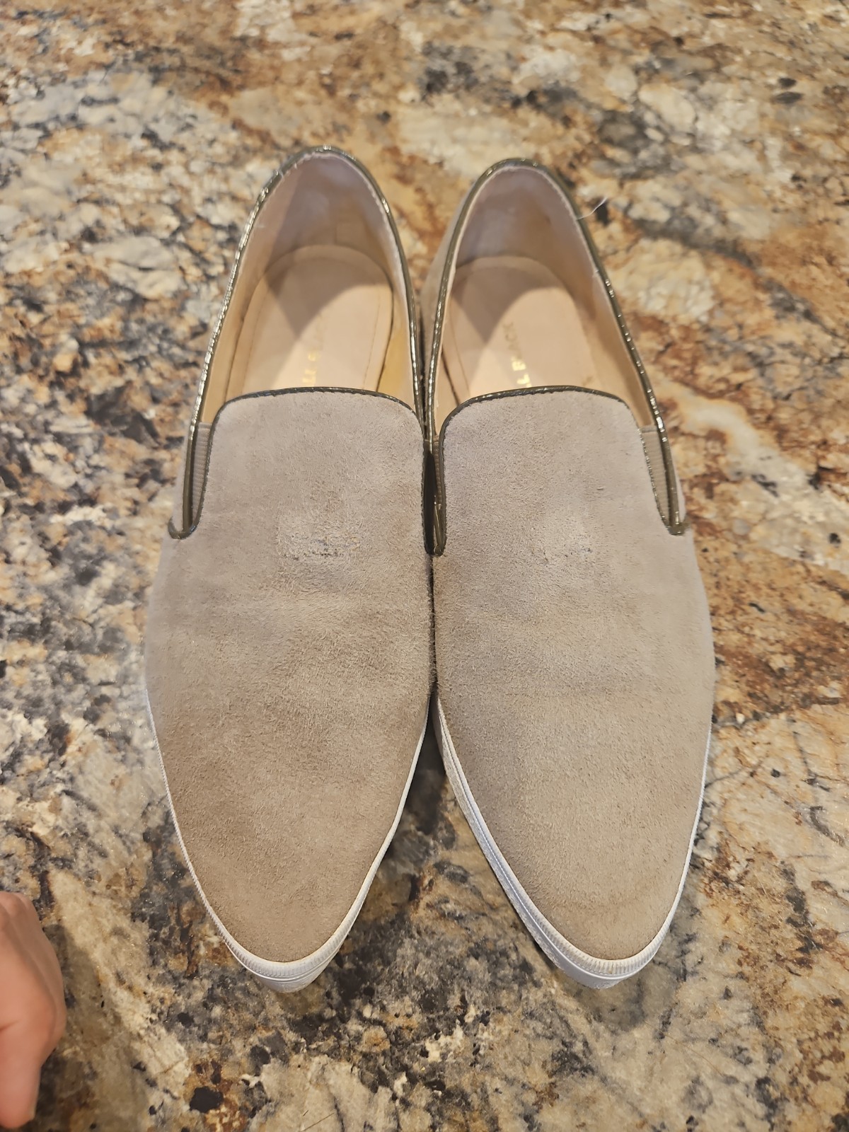 ALL BLACK Suede Slip On Sneakers Women’s EU 39 US 8.5 Taupe Leather Casual Shoe