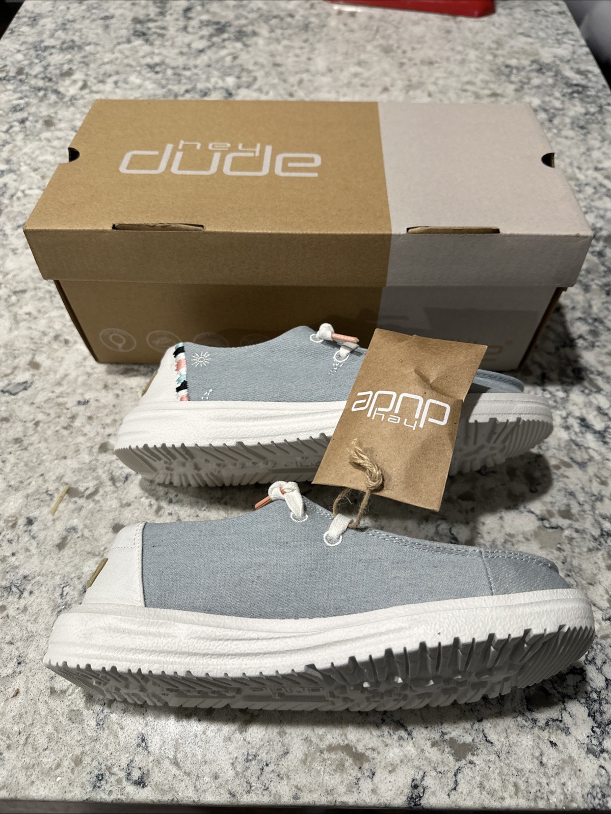 Hey Dude Wendy Boho Light Denim Blue Slip On Shoes Womens Size 5