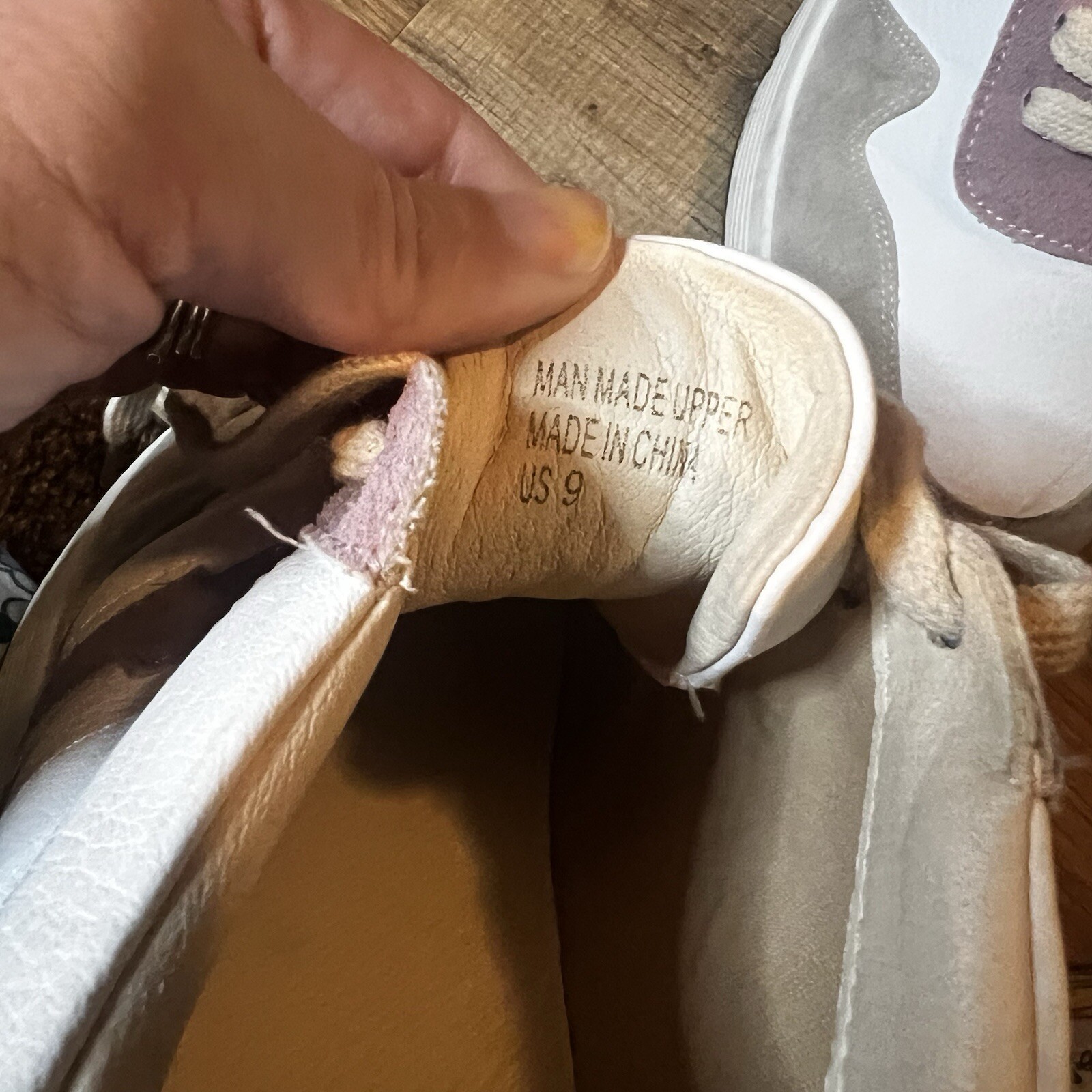 White Raven Women’s Sz 9 Tennis Shoes Beige Purple Cream Suede Lace Up Sneakers