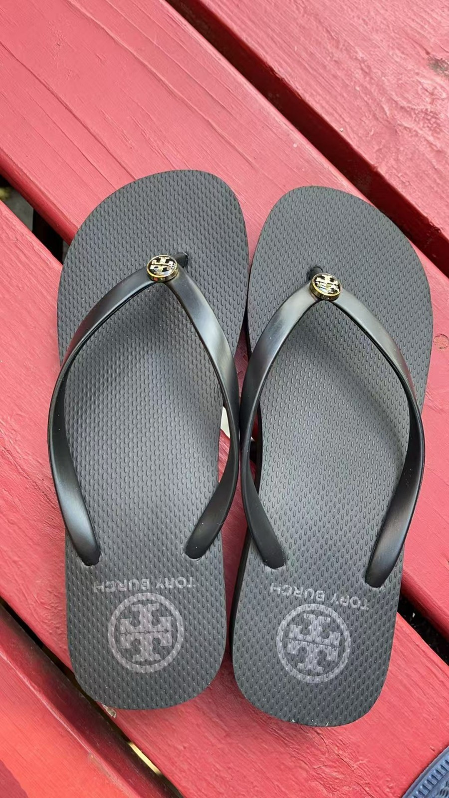 NWOB TORY BURCH Wedge Platform FLIP FLOPS (SIZE 8) rubber sandals Black-New