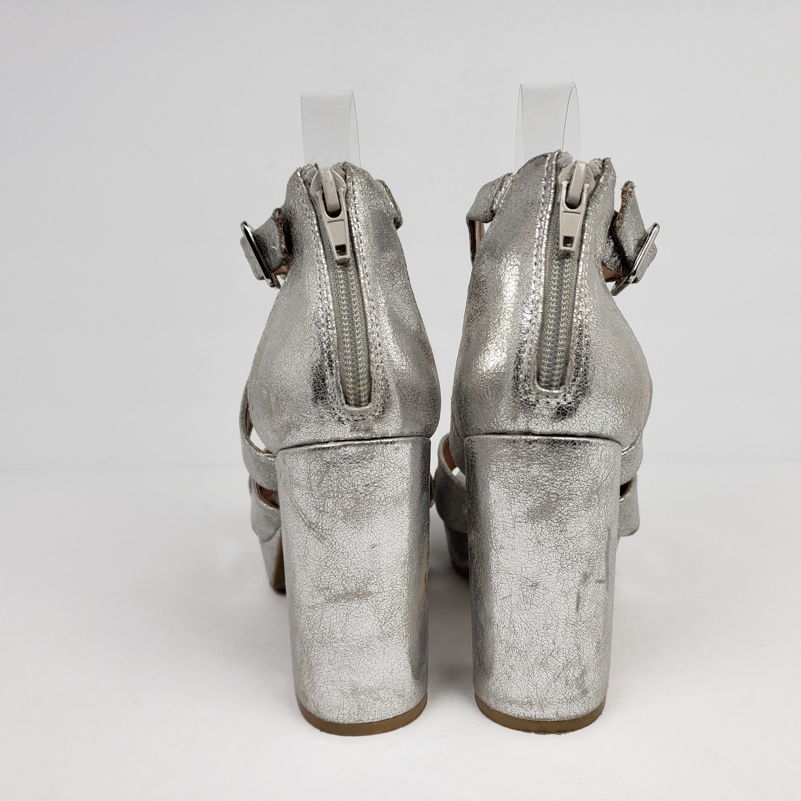 Dolce Vita DV Ilona Womens Size 8 Silver 4.25″ Heel Strappy Platform Party Shoes