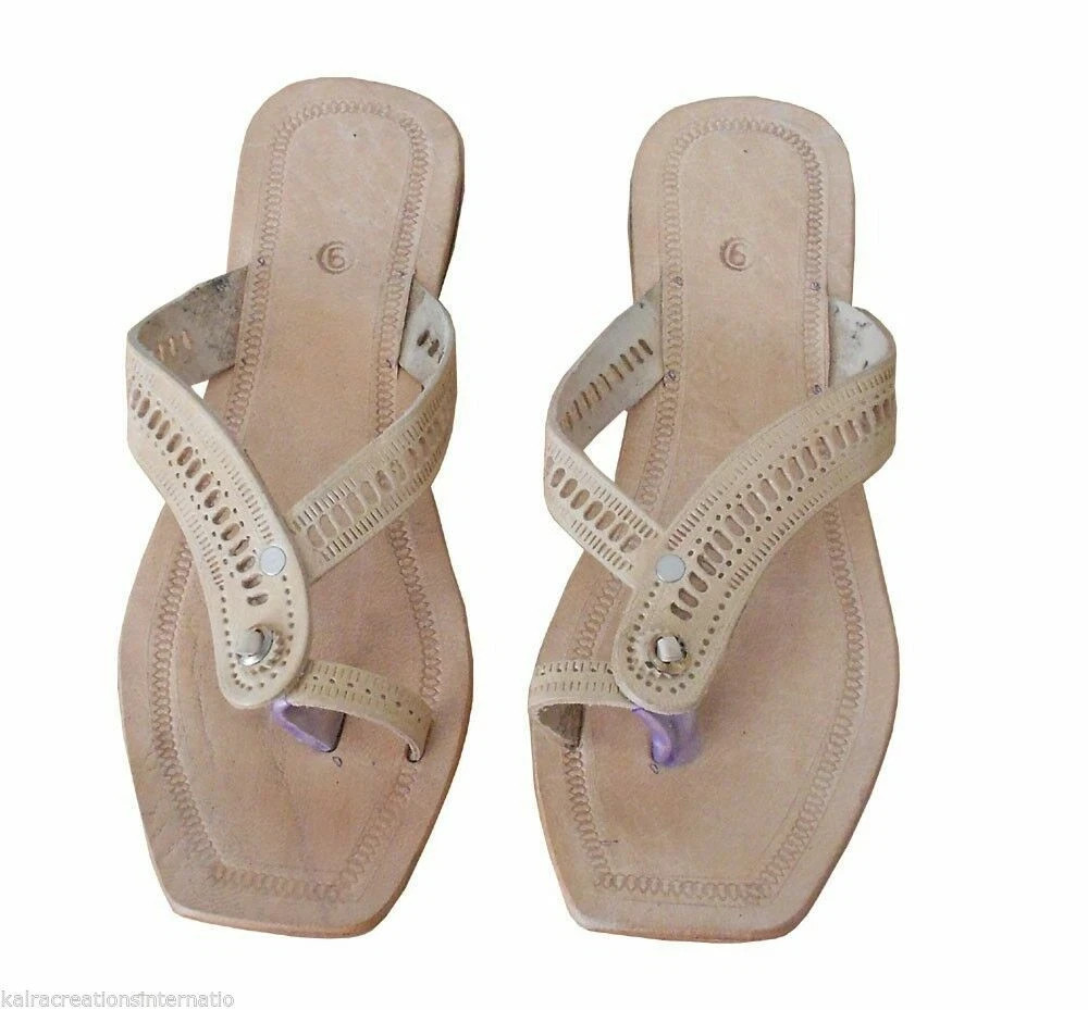 Women Slippers Traditional Handmade Leather Indian Camel Footwear Flat US 7.5