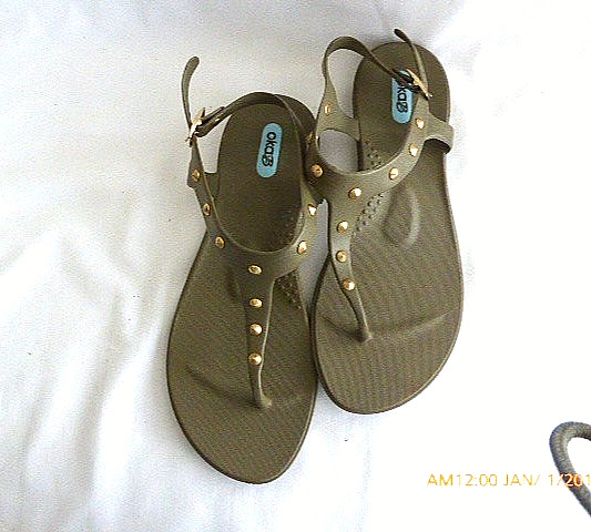 OKA-B OLIVE GREEN GOLD EMBELLISHED STRAPPY SANDALS US 7 EUR 37