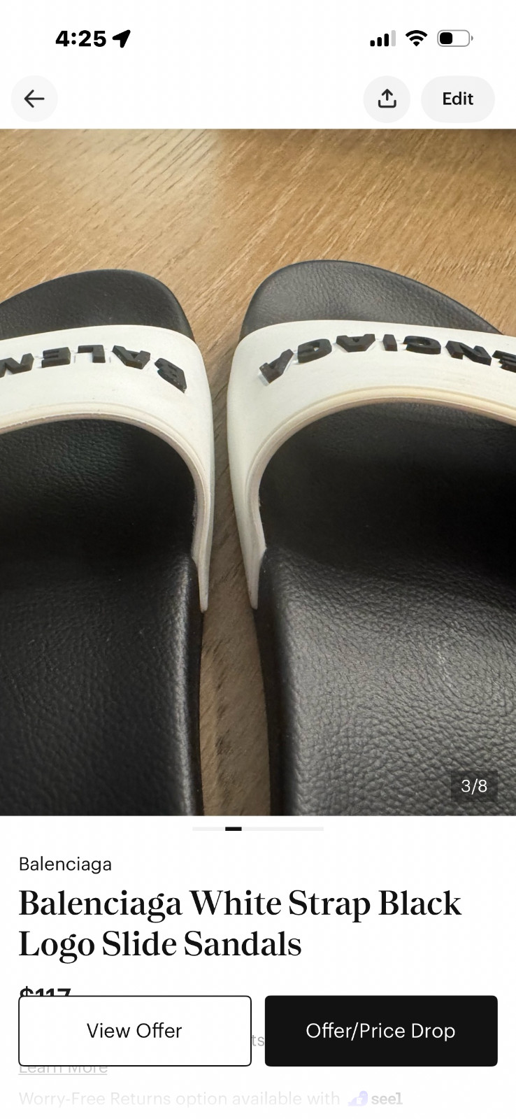 Balenciaga White Strap Black Logo Slide Sandals