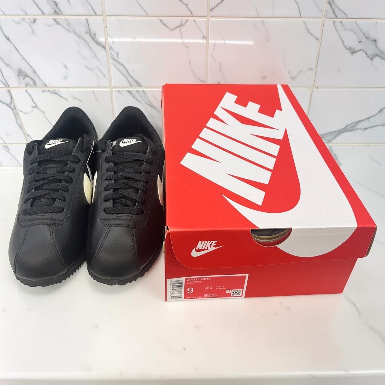 Nike Cortez Leather Black Pale Ivory Women’s Size 5.5-12