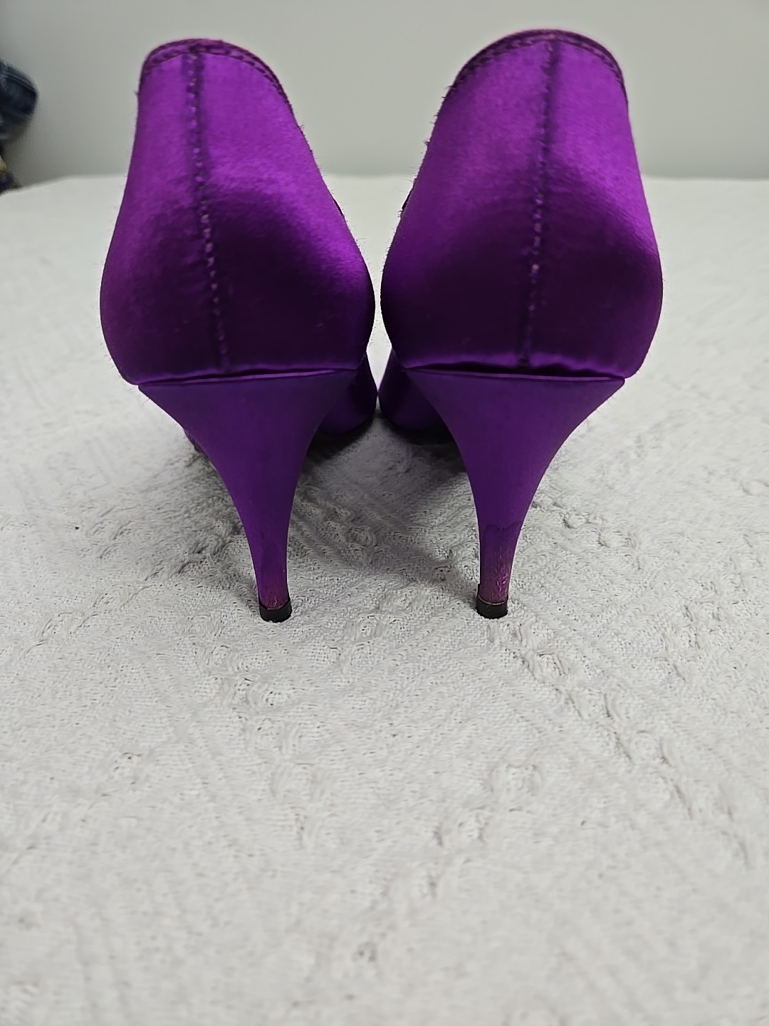 Purple Satin Kitten Heels Dyeable ThomMcan Measure For Size