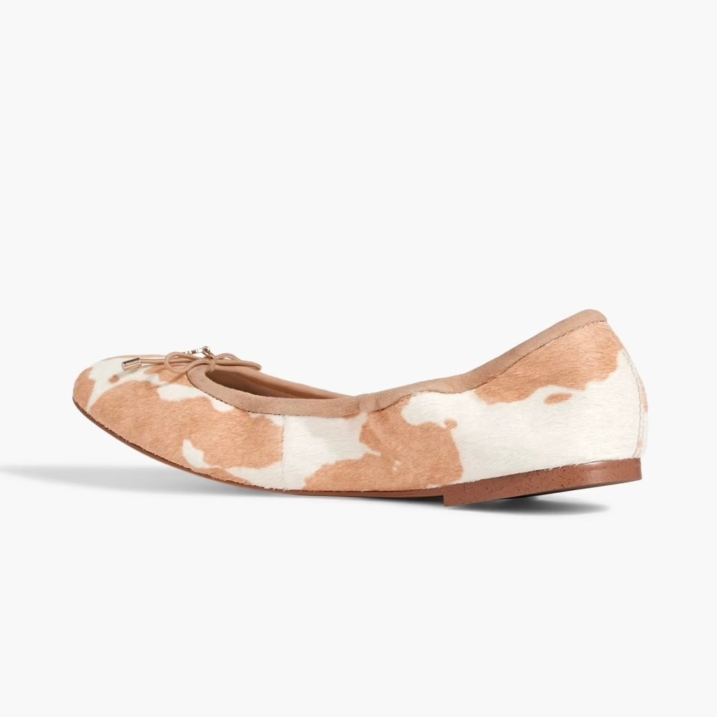 NIB Sam Edelman Felicia 9M Ballet Flats Printed Calf Hair Natural Ivory