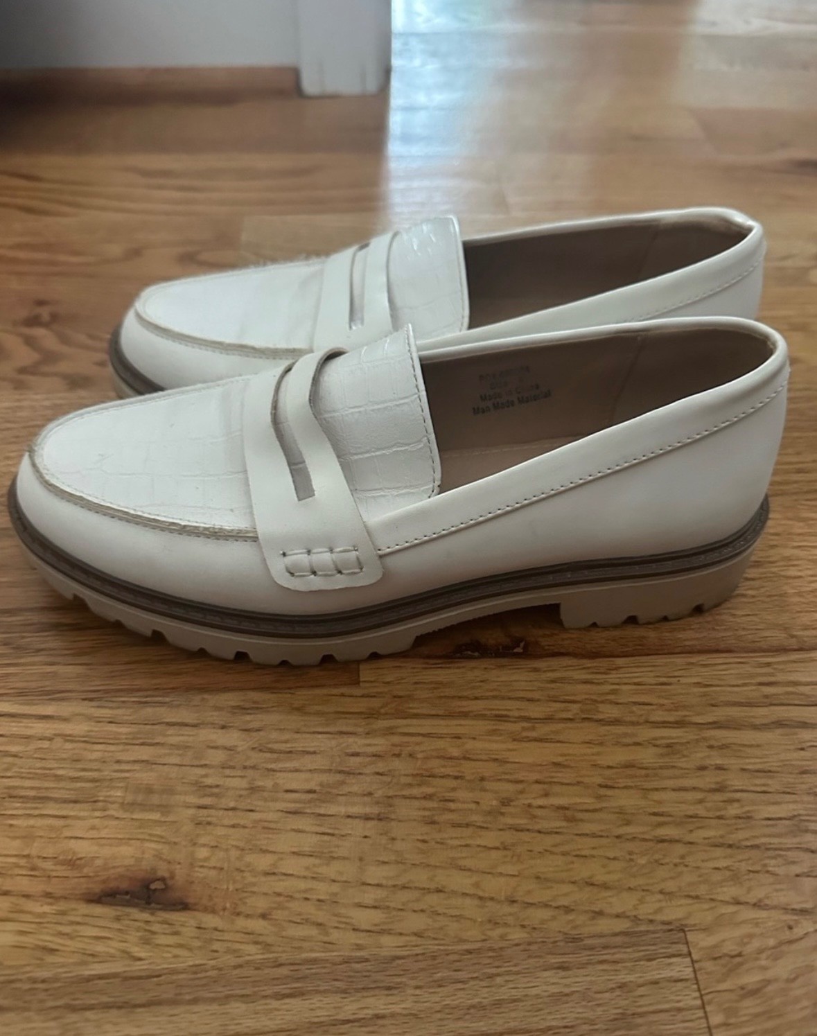 White Cros-Embossed Penny Loafers