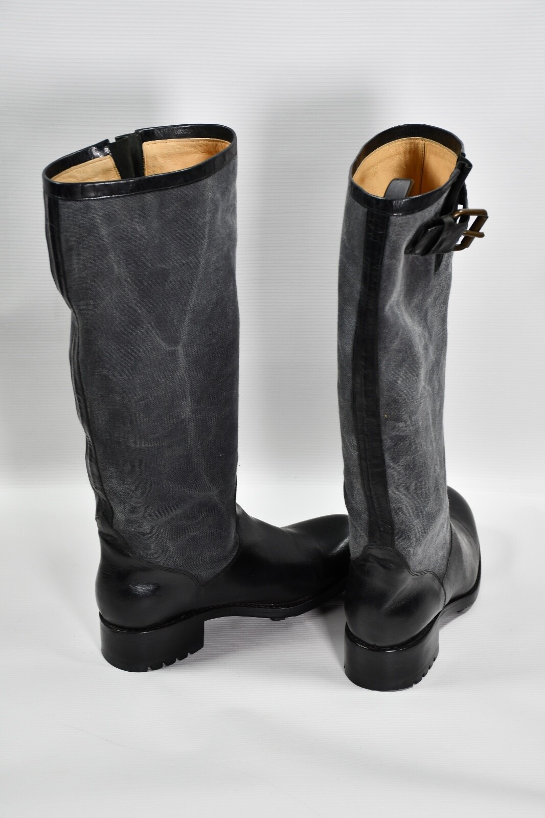 Free Lance Paris Biker Boots Canvas Leather Women’s size 40 US 9.5