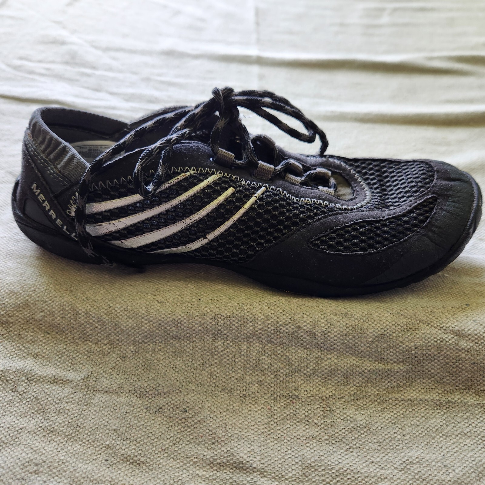 Merrell Pace Glove Barefoot Zero Drop Vibram Shoe Womens US 6 UK 3.5 EU 36 Black
