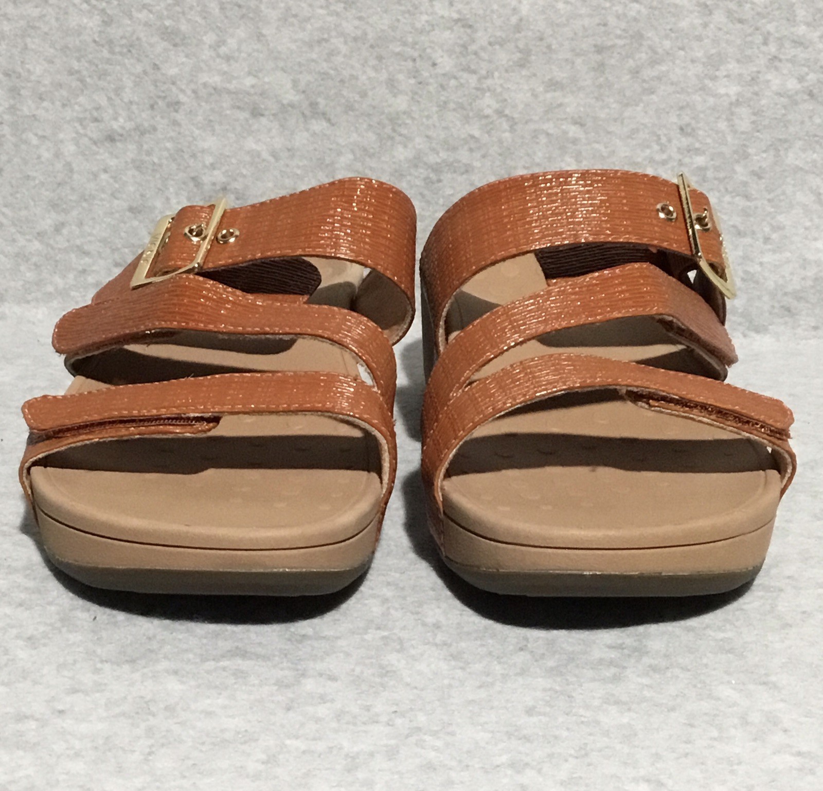 Vionic Rio Woven Platform Sandals Size 9 Wide Brown Adjustable Straps Slides