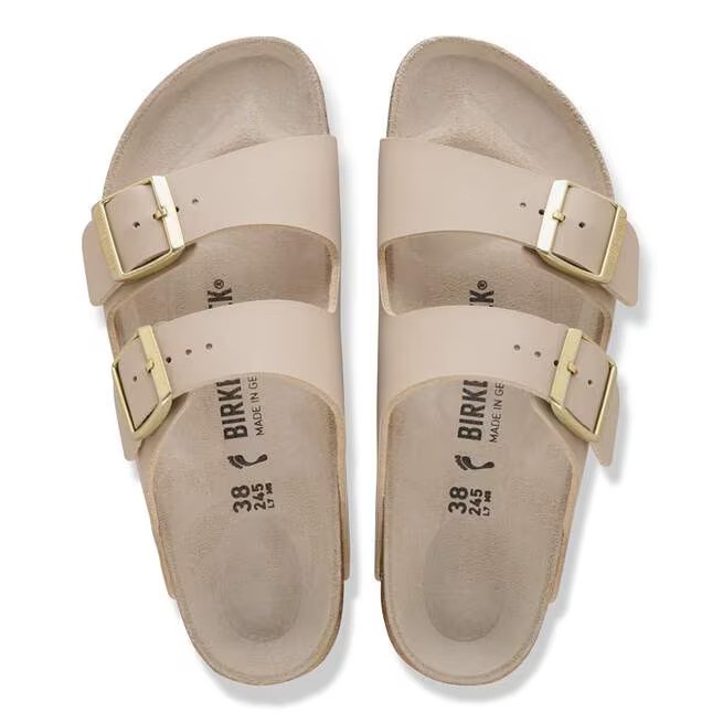 BIRKENSTOCK ARIZONA TRIPLES NEW BEIGE/PINK CLAY SANDCASTLE/OYSTER MEDIUM/NARROW