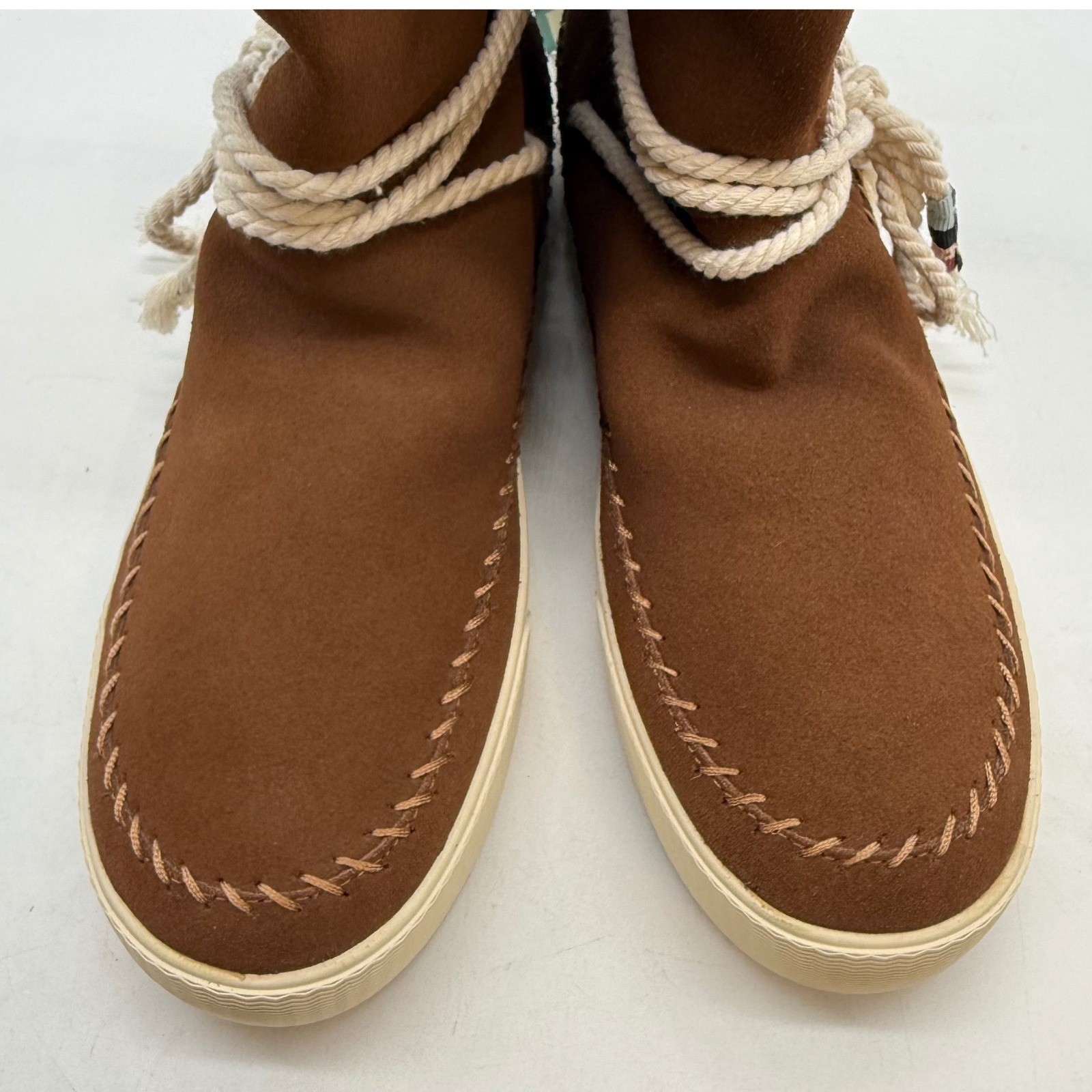 TOMS Vista Dark Amber Suede Faux Shearling Water Resistant Boots Womens 12 NEW