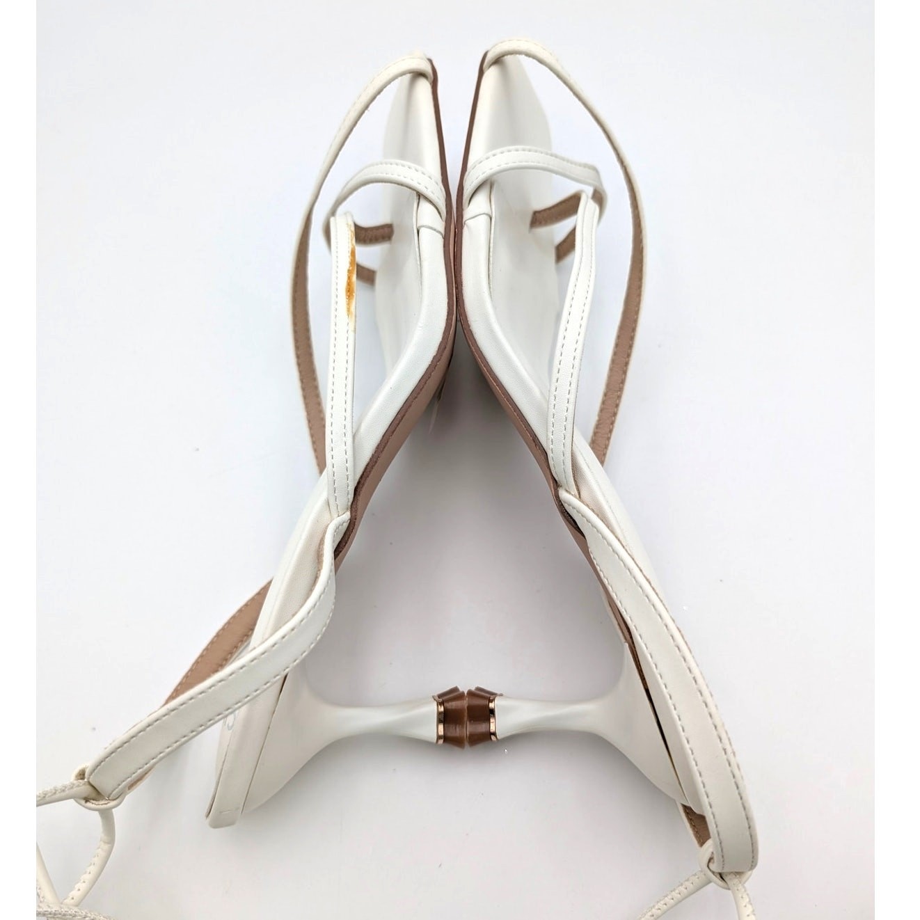 Chase & Chloe Itaty Ankle Wrap Heel Sandals Women’s Pure White Size US7.5 EU38