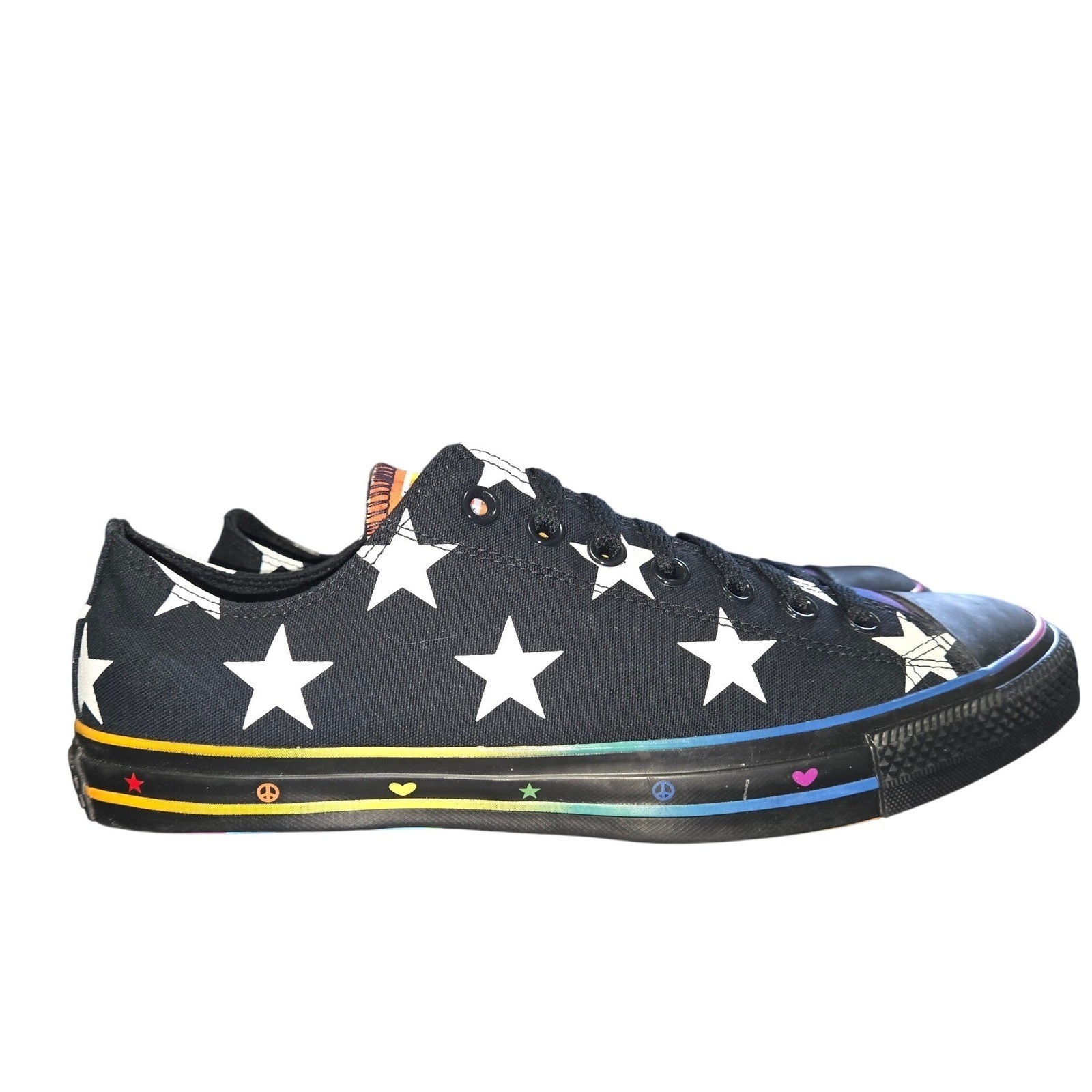Converse Chuck Taylor All Star Pride LGBTQIA Stars Black Rainbow Womens 12.5 Low
