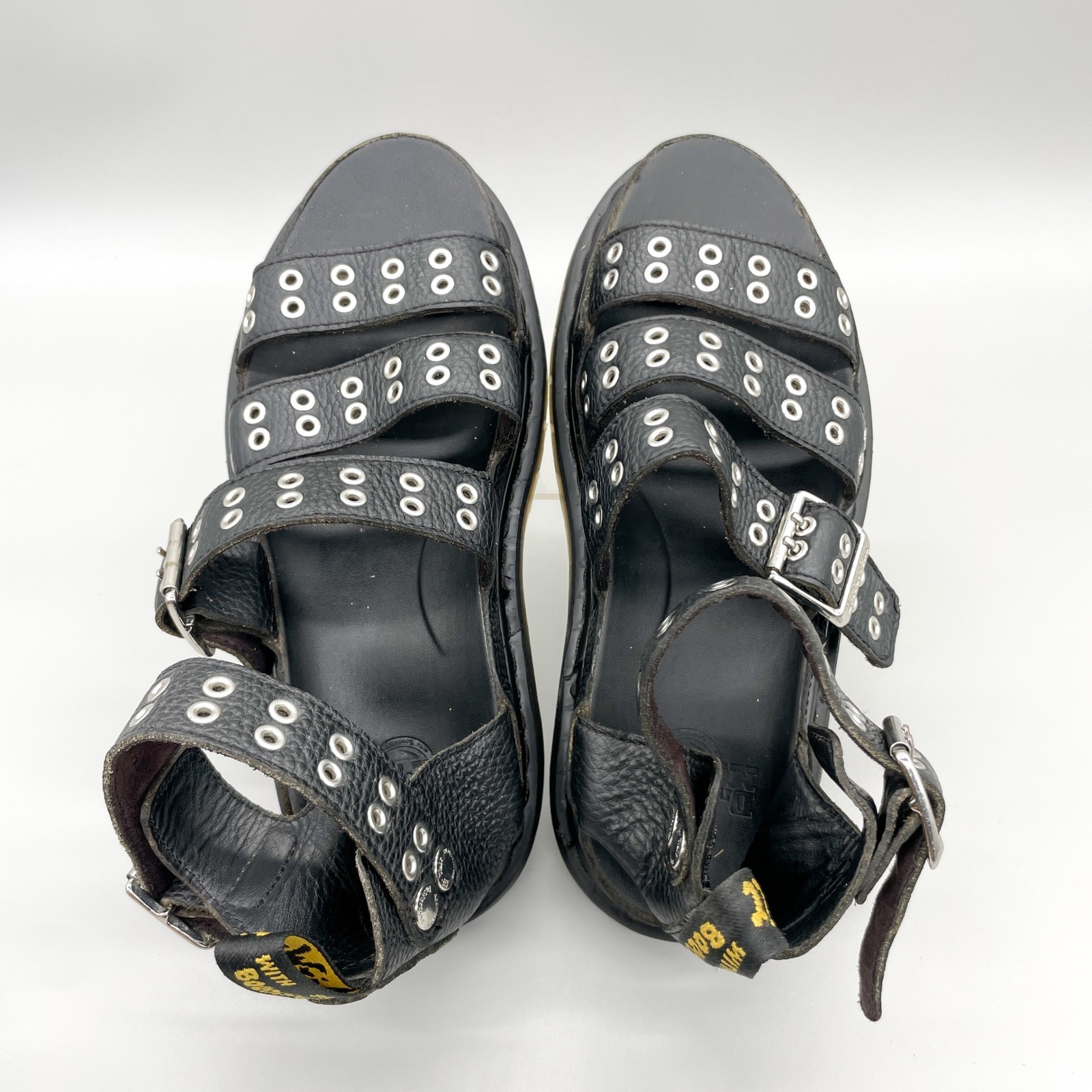 Dr Martens Womens 9 Clarissa Black Leather Platform Sandal Goth Punk Rock Chunky