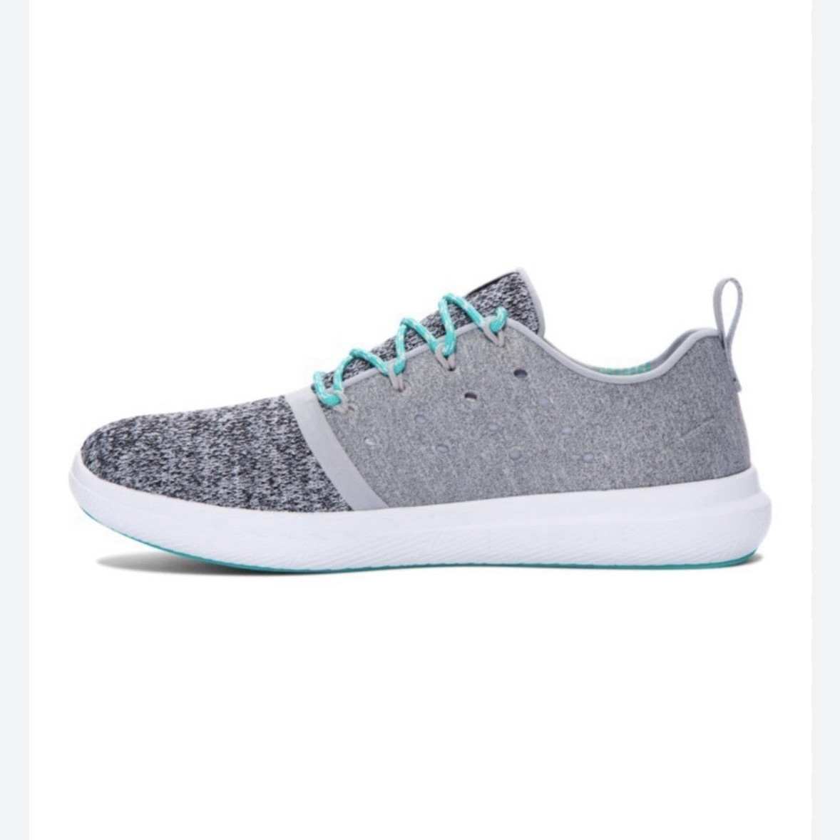 Under Armour Low Top Lace-Up Athletic Sneakers Heathered Textile Gray Teal