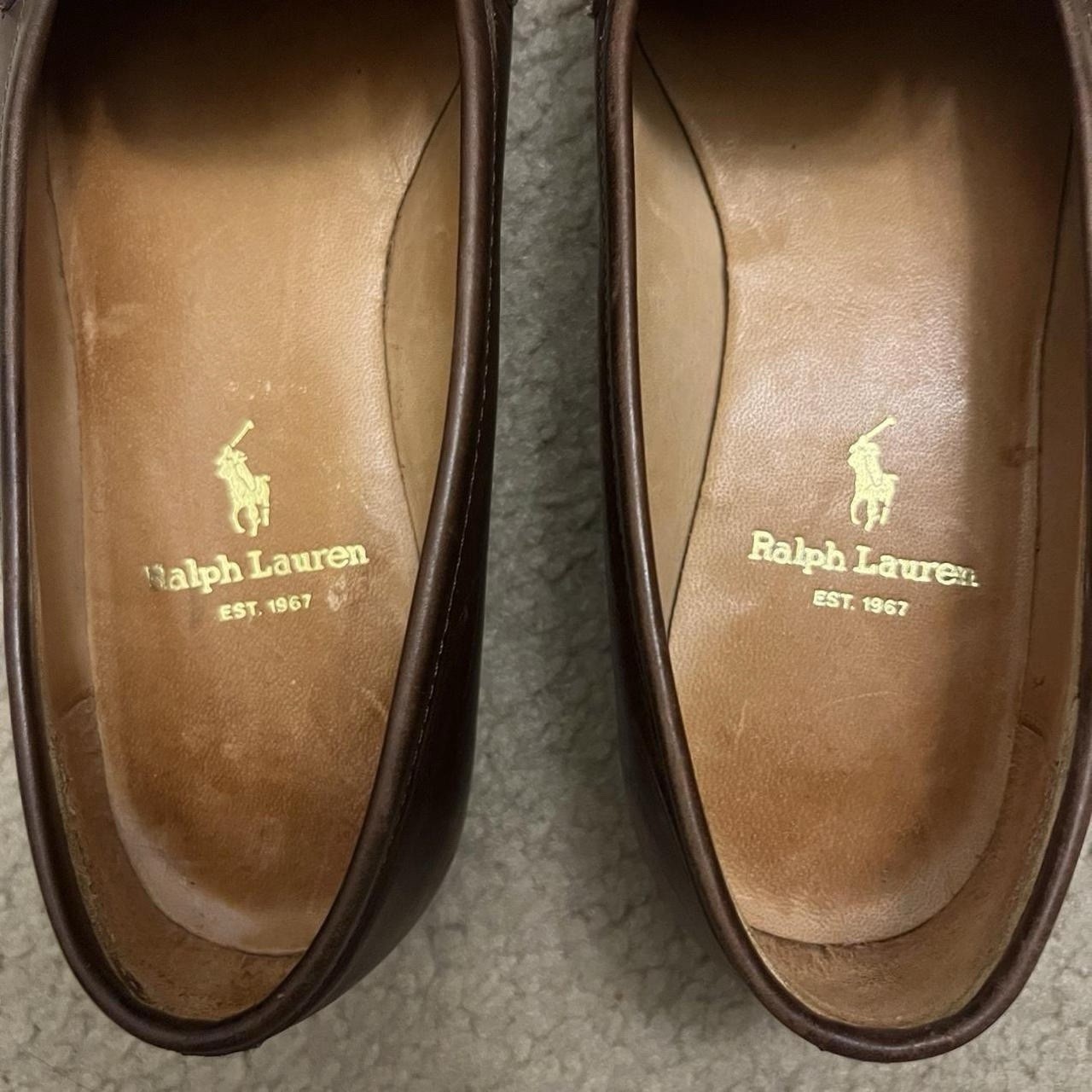 Ralph Lauren Women’s Brown Leather Loafer Flats Slip-On Round Toe Logo 5.5