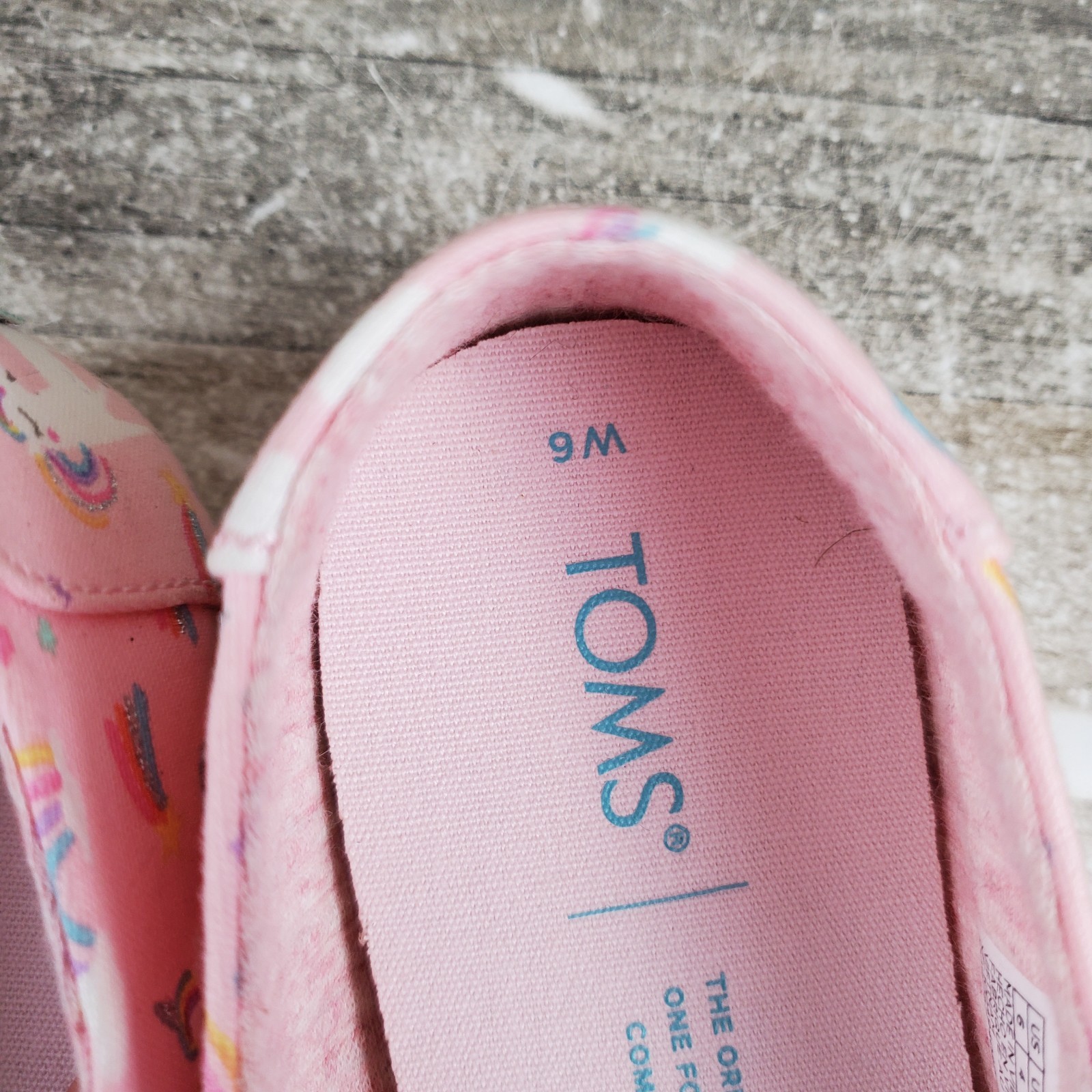 Toms Alpargata Womens Shoes Sz 6 Pink Almond Blossom Unicorn Print Slip On Flats