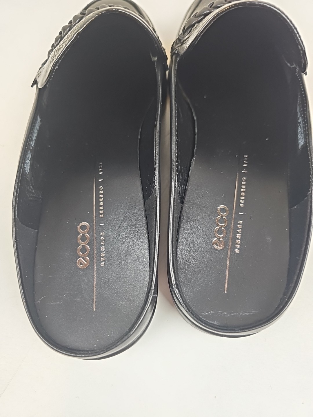 Ecco Sculpted Lx Women’s Black Leather Shiny Patent Mule Size 40 US 9-9.5 NEW