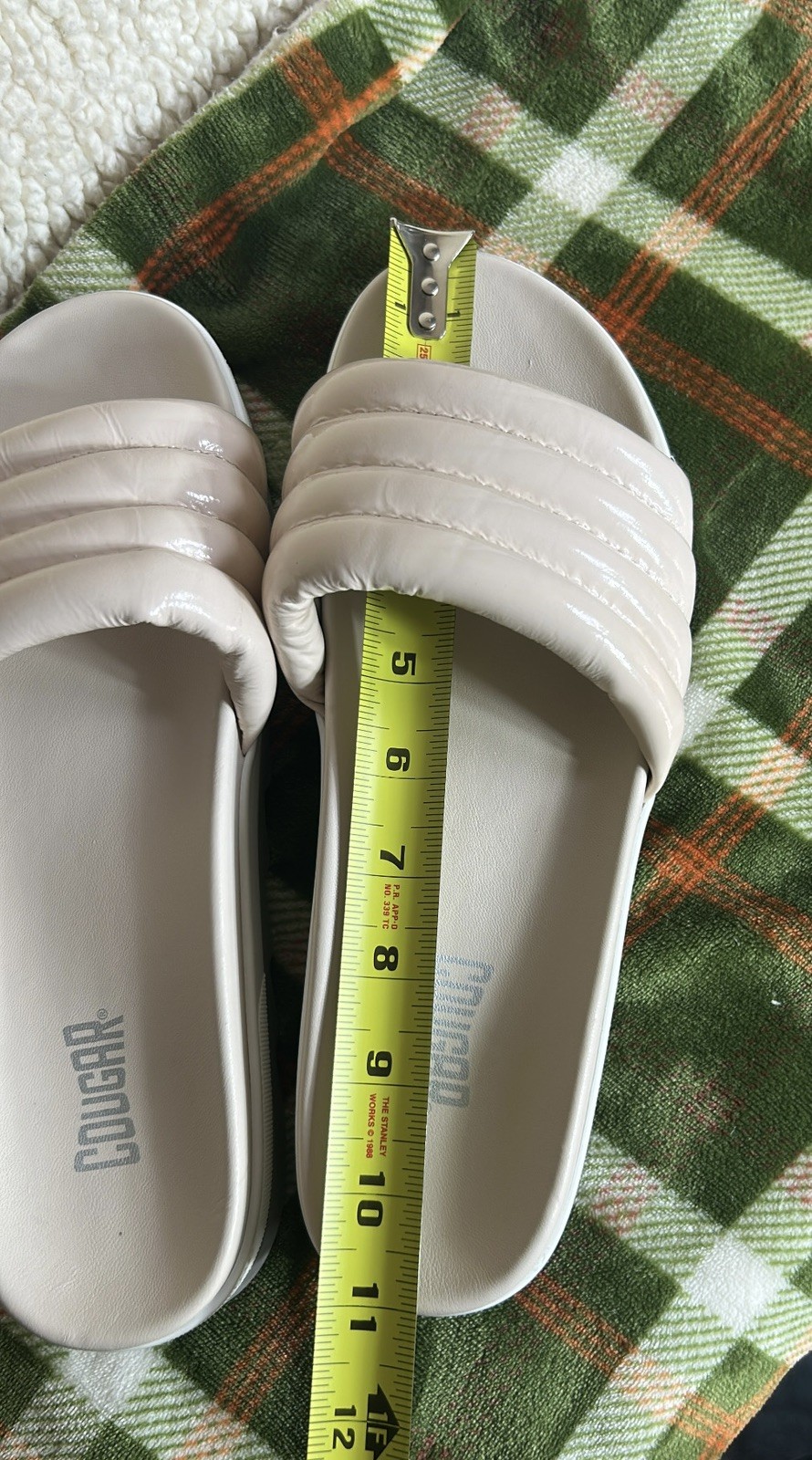 Cougar Naomi s11M Leather Slide Sandals Classic Designer Ivory/White/Gray