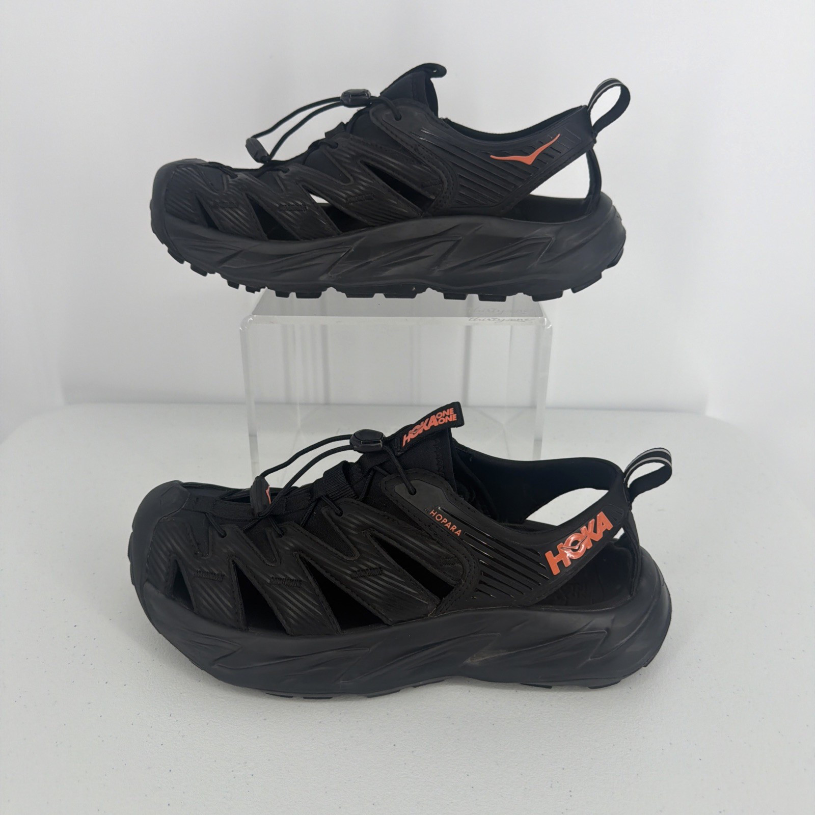 Hoka One One Hopara, Black Fusion Coral Shoes Size 9.5 Medium US Hiking Camping