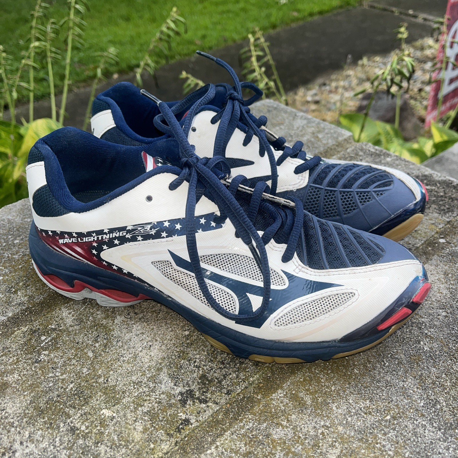 Mizuno Wave Lightning Z3 Sz 8 Womens Volleyball Shoes 430228 Red White Blue Flag