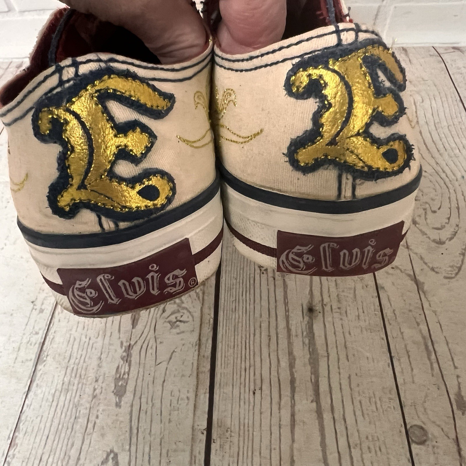 Vintage Elvis Presley Graceland Shoes canvas king Size 5 Women White Gold RARE