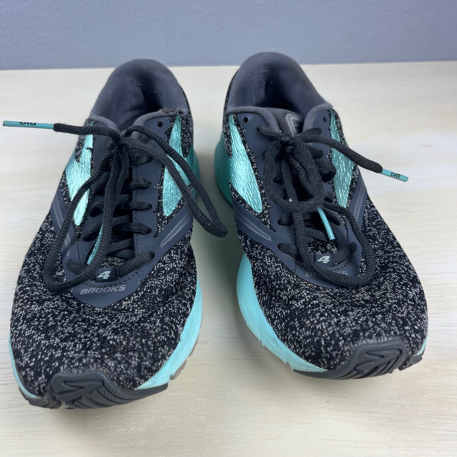 Brooks Launch 4 Womens Running Shoes Black Teal Knit Athletic 1202341B081