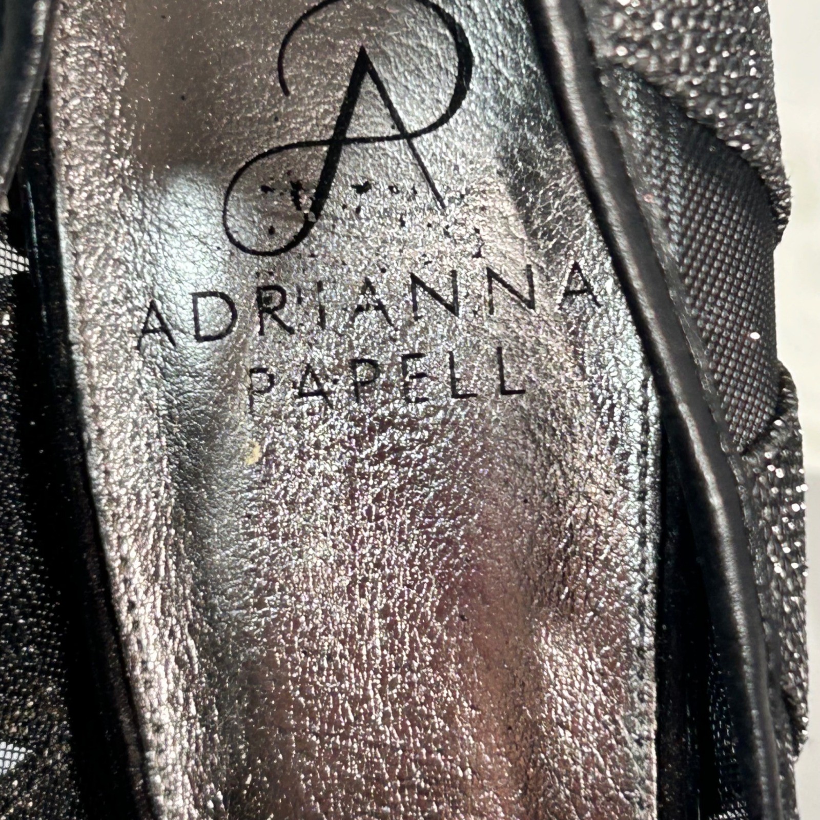 Adrianna Papell Women’s Black Sparkle Mesh Pointed Toe Stiletto Heels Shoes 9.5M