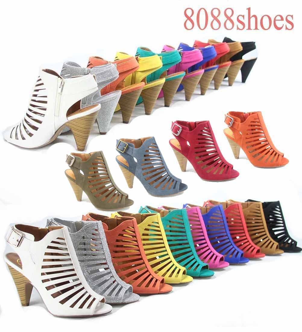 Women’s Sexy Strappy Peep Toe Slingback Buckle Chunky Heel Sandal Size 5.5 -10