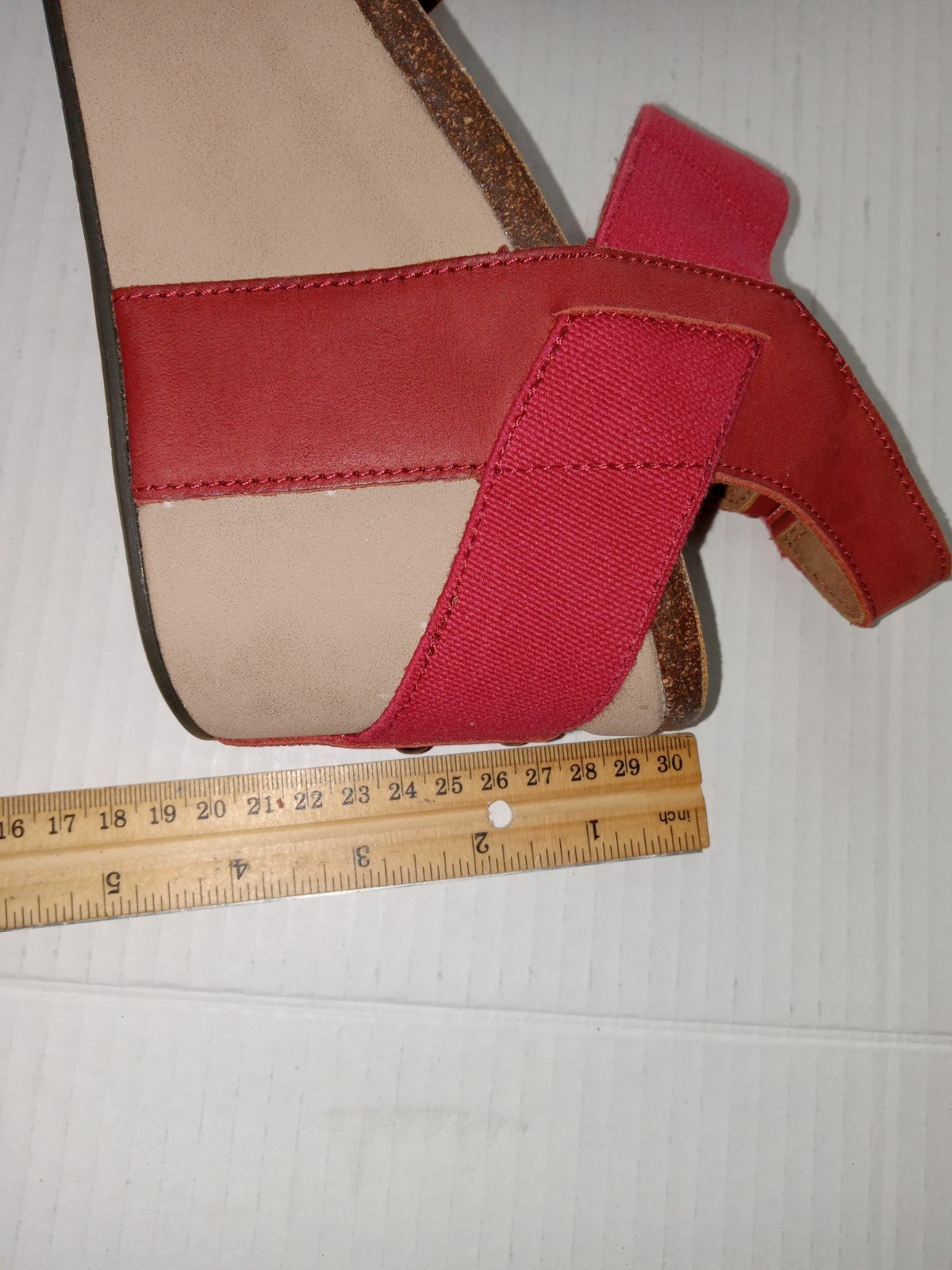 OTBT Bushnell Red Leather Wedge Stappy Sandals Shoes Womens 9.5