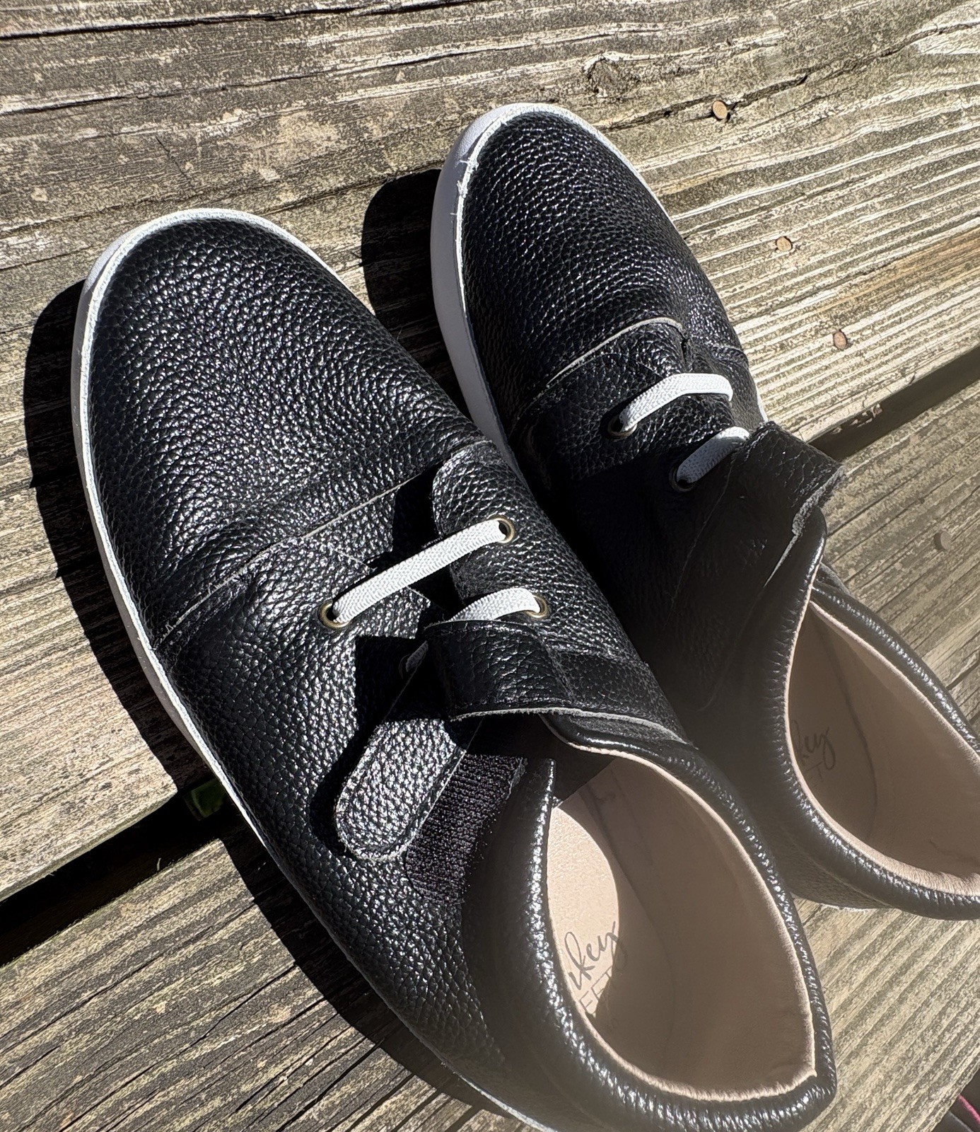 Pebbles Pattern Monkey Feet Shoes Black Hook And Loop Closure Size 40