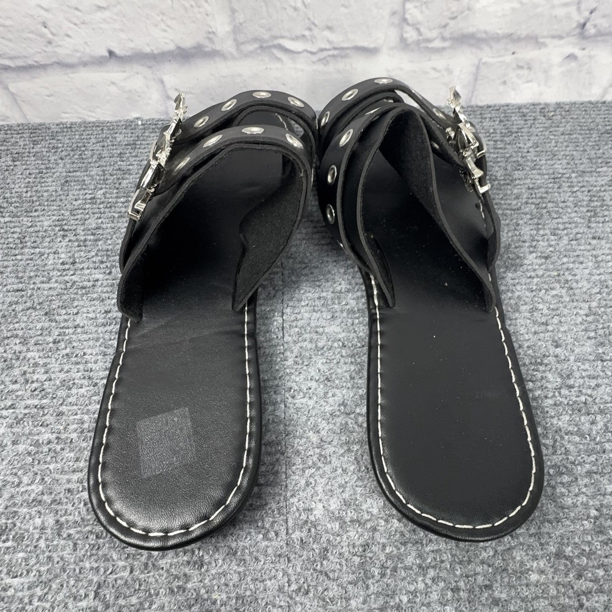 Goth Bat Buckle Slide Sandals Black Punk Grunge Alt Y2K Women’s EU 38 US 7.5