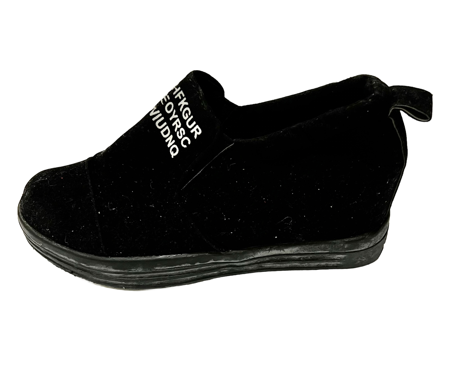 Letter Sneakers BMCNHFKGUR ALWREOYRSC Suede Slip On Wedge /Black/Size US6, CN38