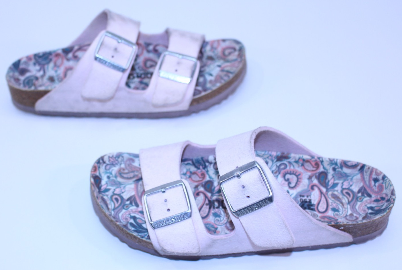 Women Birkenstock 39 Sandals Slip-On Shoes Germany Slides L8 M6 Paisley Pink GUC