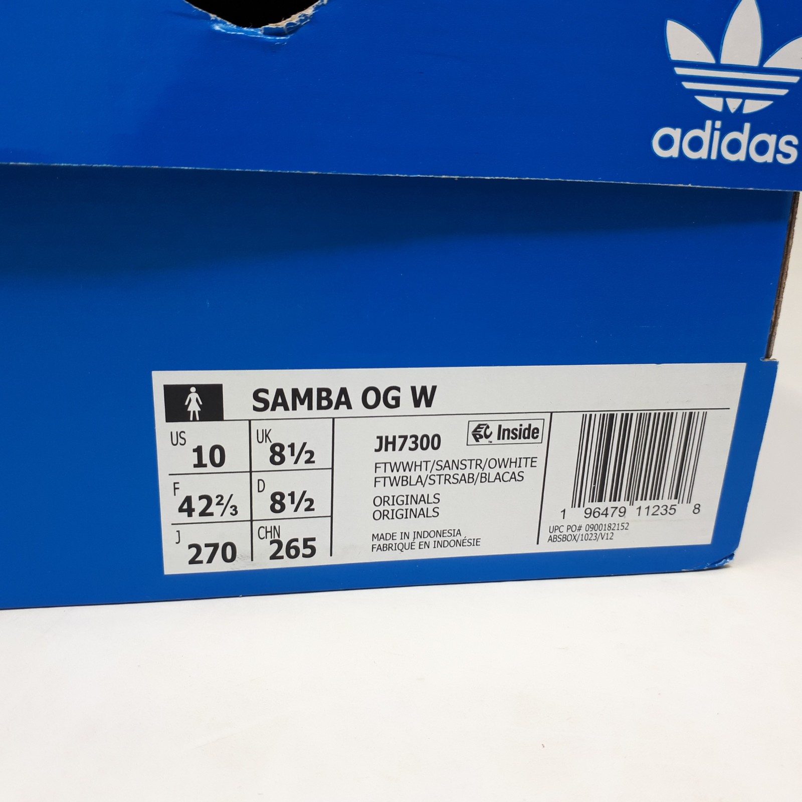 Adidas Samba OG Originals Womens Size 7.5 US White Casual Shoe Sneaker JH7300