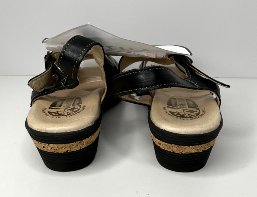 NWOT Worishofer 9.5 Leather Ankle Strap Sandal Open Toe Platform Made In Germany