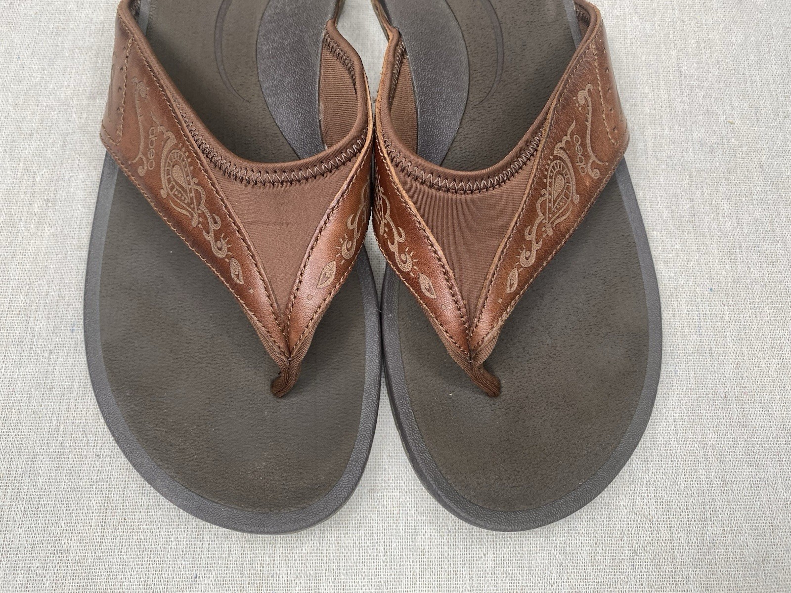 Abeo Balboa W400 Brown Sandals Flip Flops Thongs Women’s 10 Leather/Textile