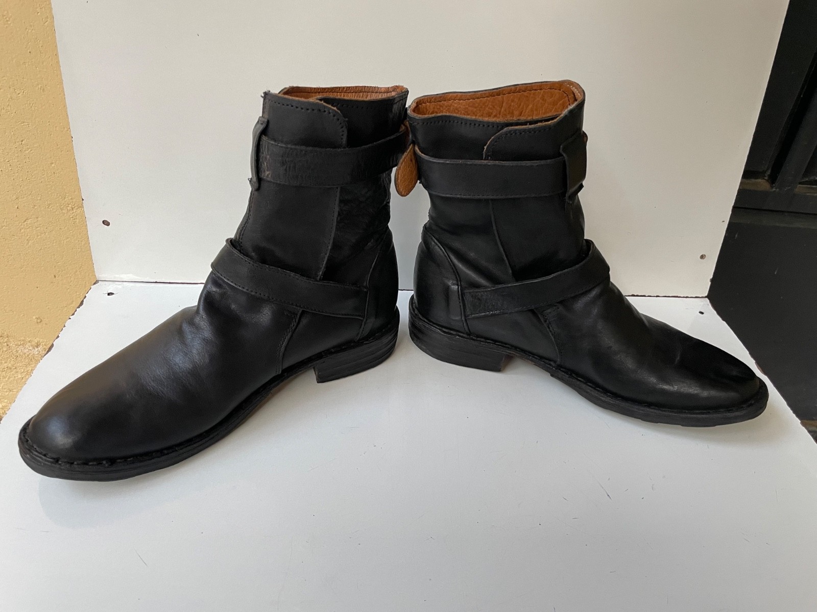 Fiorentini + Baker Eternity Black Strap Leather Women’s Boots EUR 36 / USA 6
