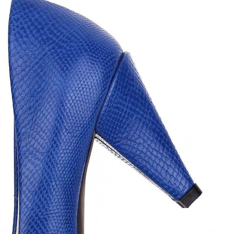 Women’s Snakeskin Pattern Cone High Heel Dress Shoes Classic Pumps OL Plus Size