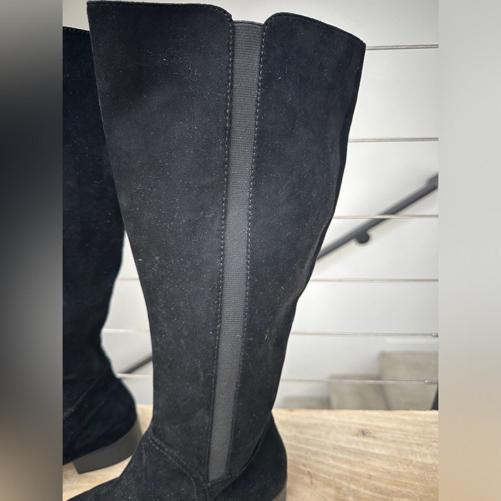 Target black suede textile upper knee high boots winter business casual party 9